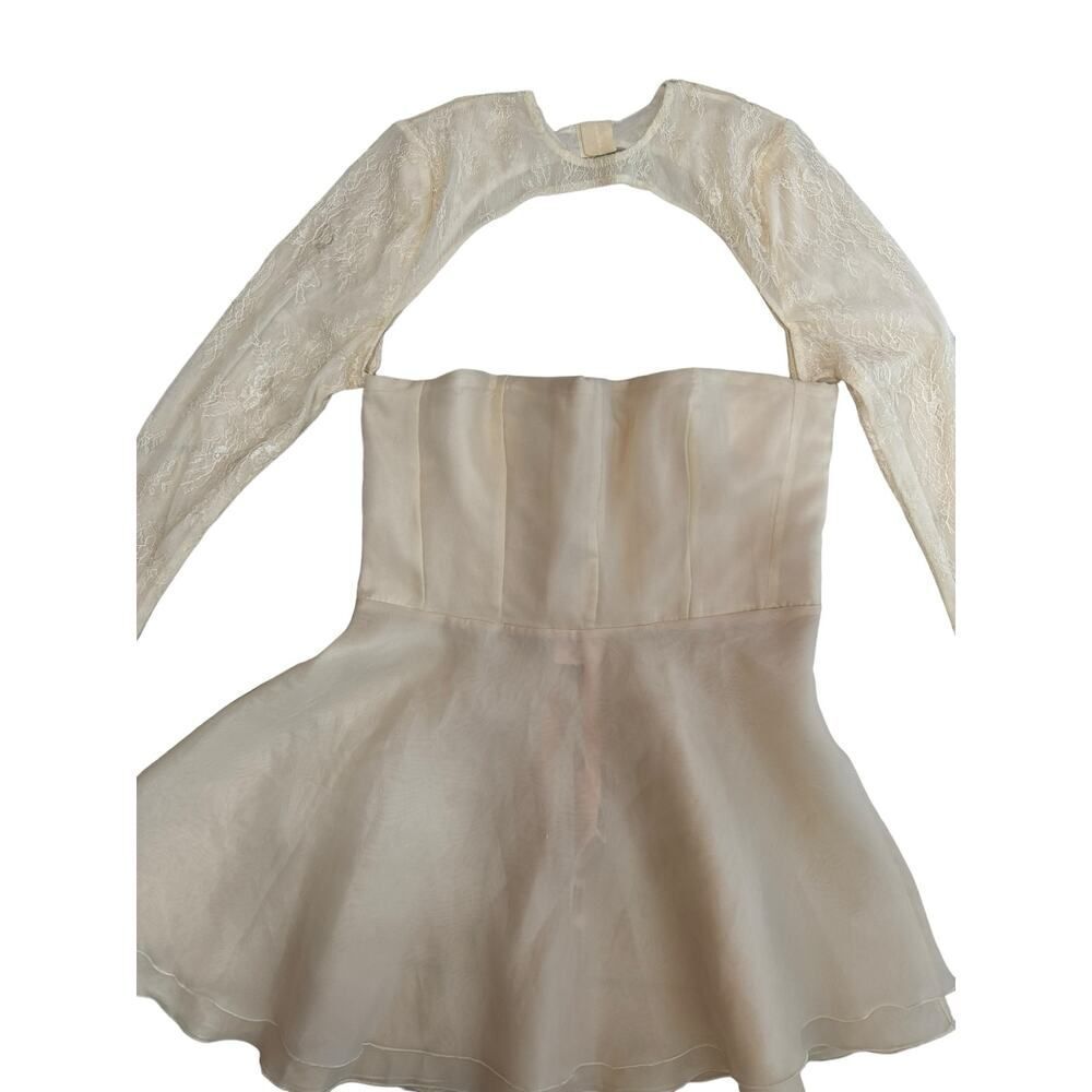Oh Polly NWT Claudette Long Sleeve Tulle Skirt Mini Dress in Ivory Size 10 - Picture 6 of 15